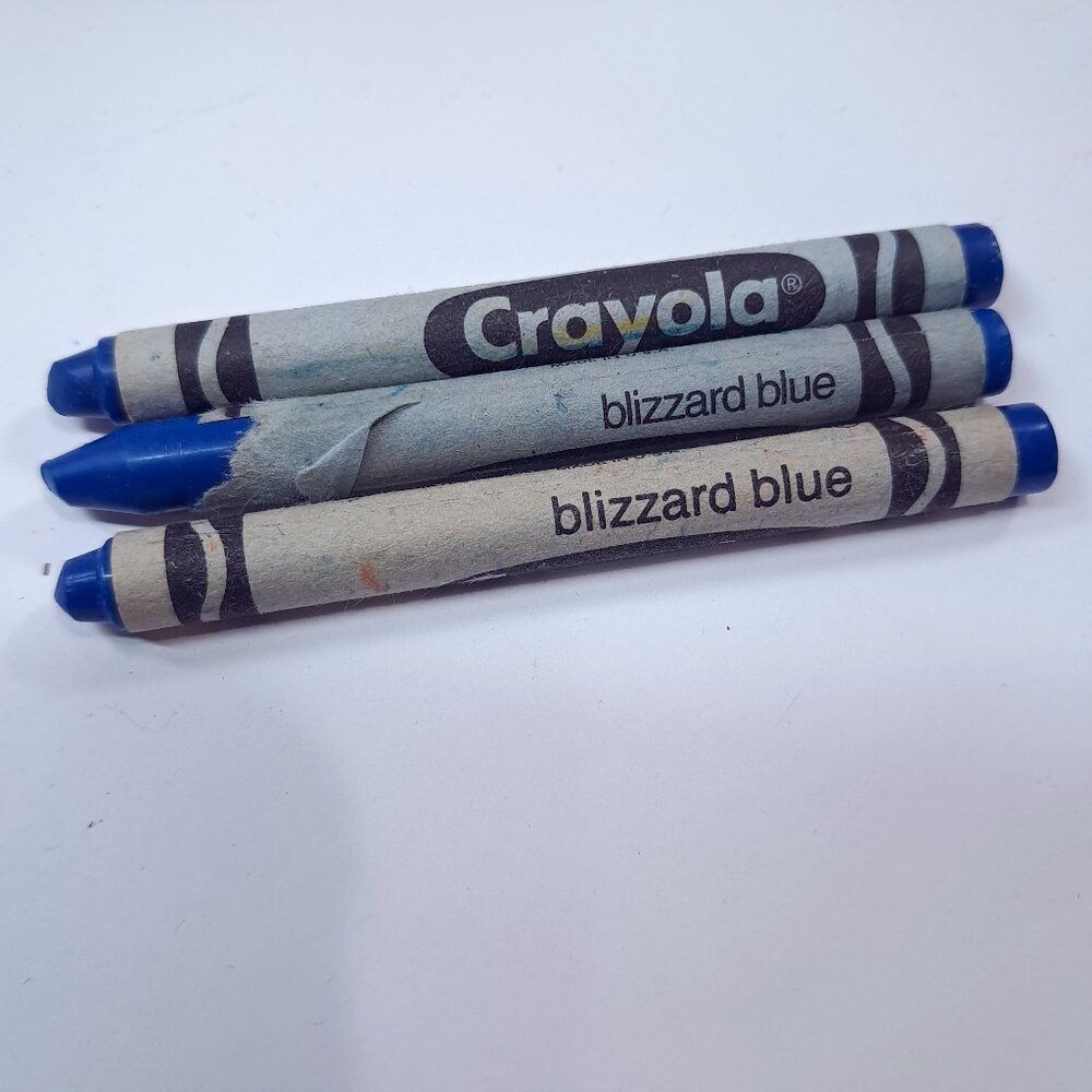 Vintage Crayola Crayons Blizzard Blue crayon set 3 Made USA Binney & Smith disc.